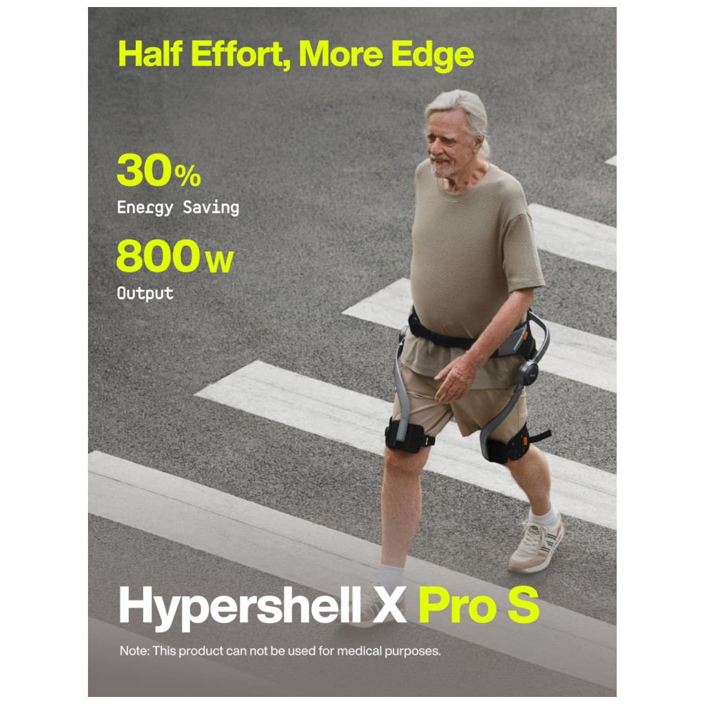 Exoesqueleto Hypershell X Pro S 800W 17,5 km Proteção IP54 Tempo de Resposta 0,31s