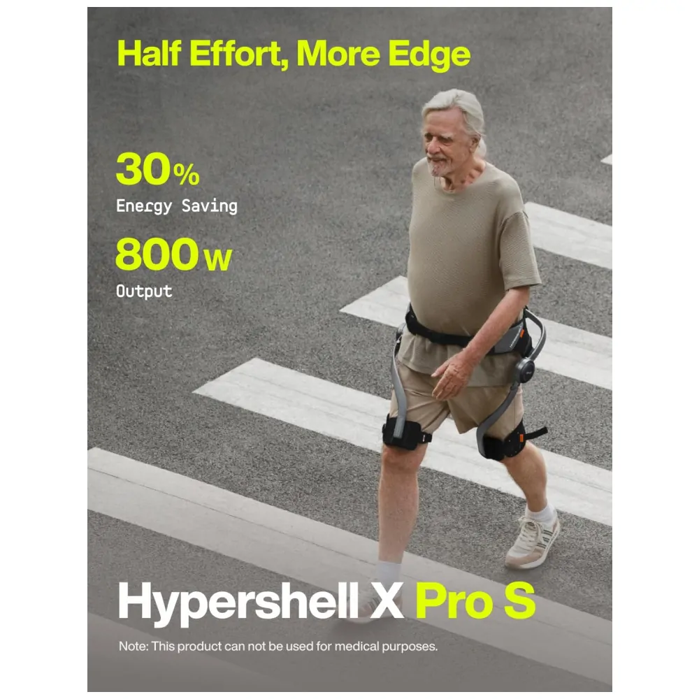 Exoesqueleto Hypershell X Pro S 800W 17,5 km Proteção IP54 Tempo de Resposta 0,31s